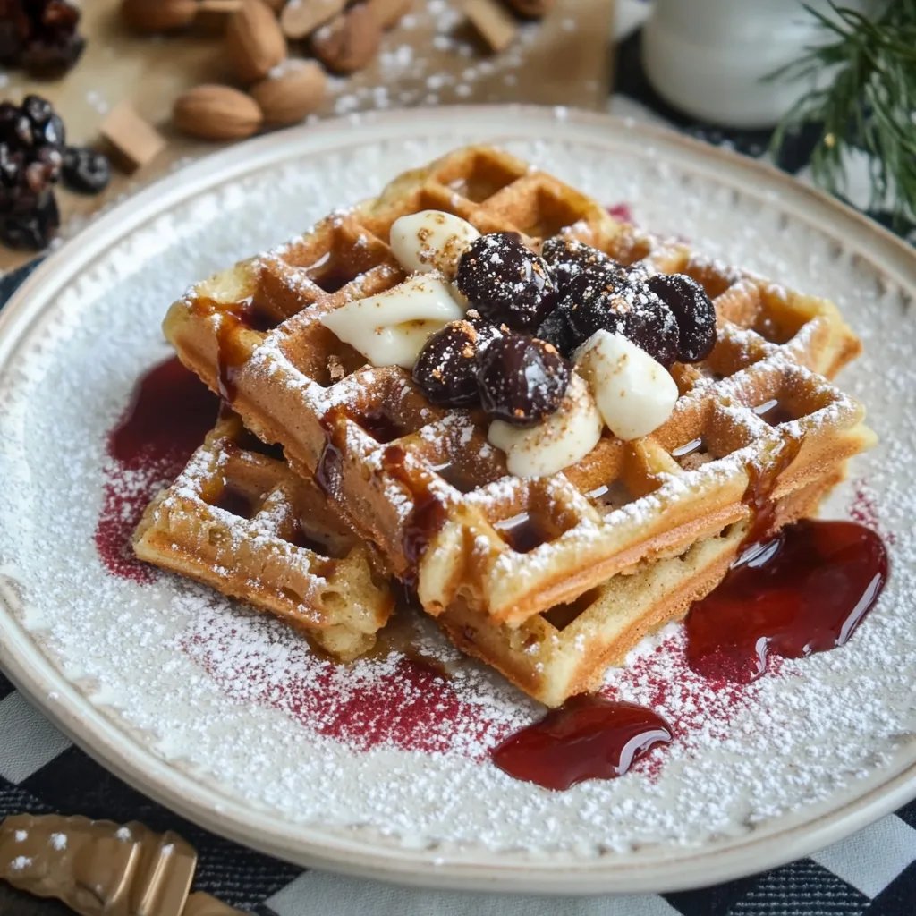 Spekulatius-Waffeln mit Gewürzkirschen und Eis-Sterne