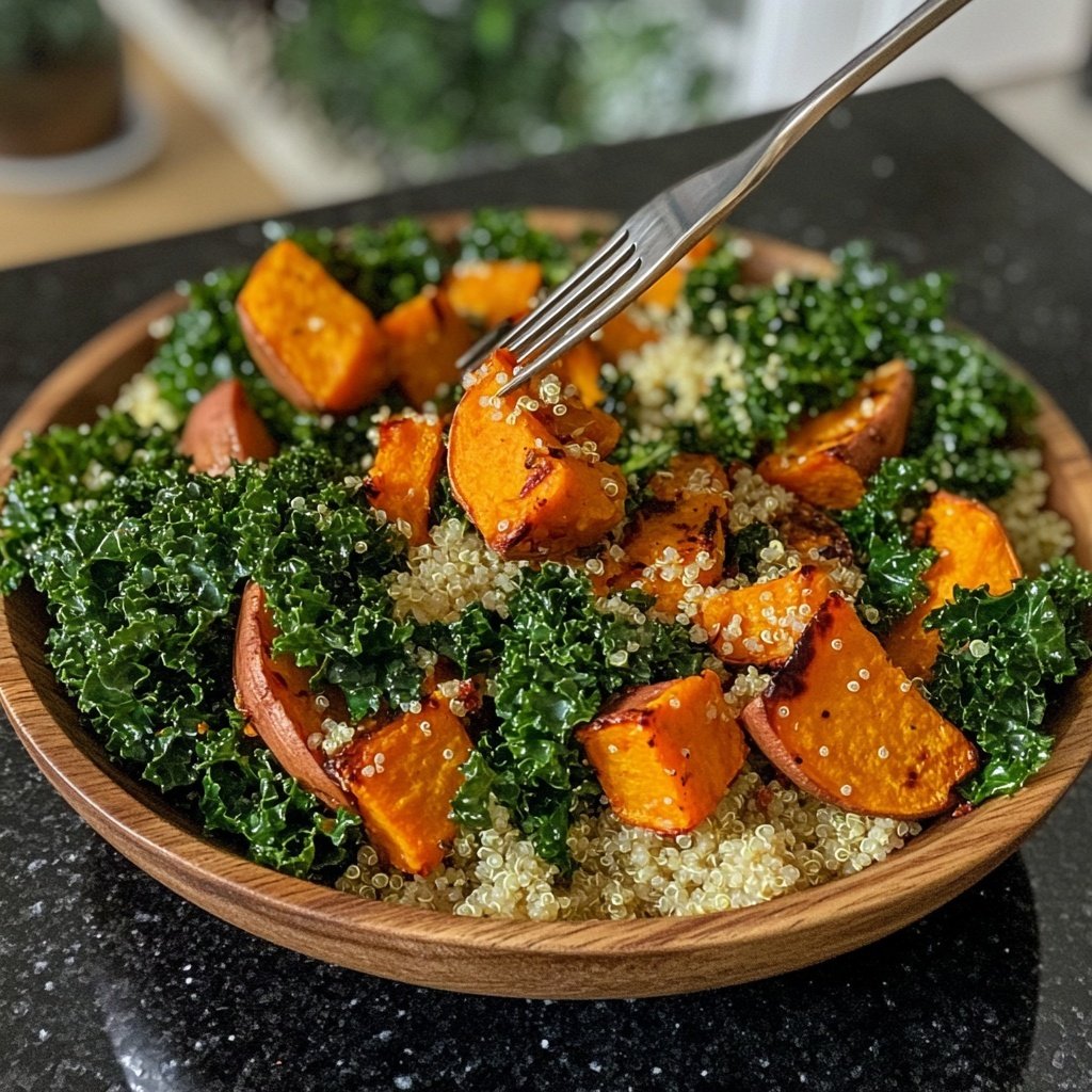 Süßkartoffel-Buddha-Bowl mit Grünkohl und Quinoa