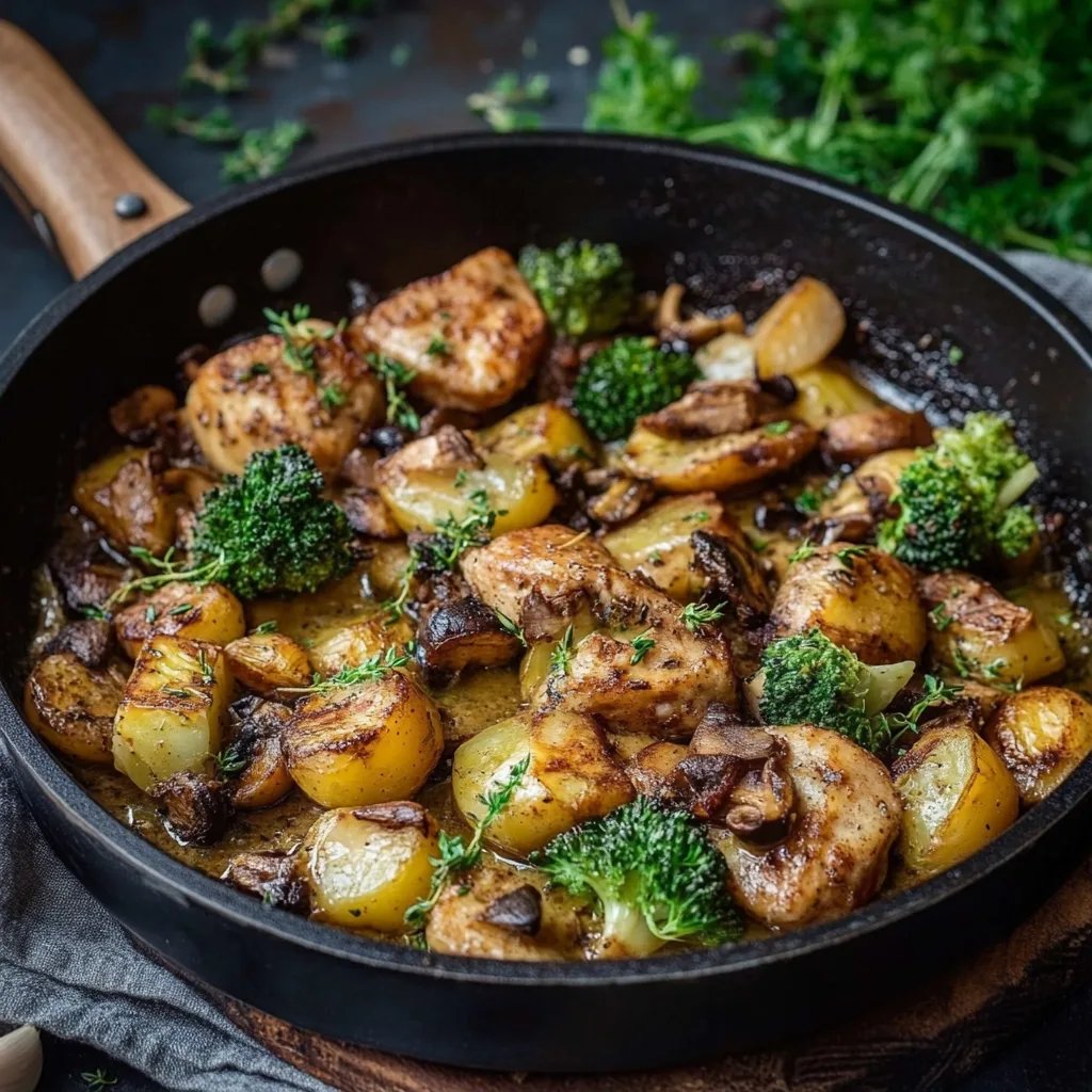 Brokkoli-Kartoffel-Pfanne mit Pilzen