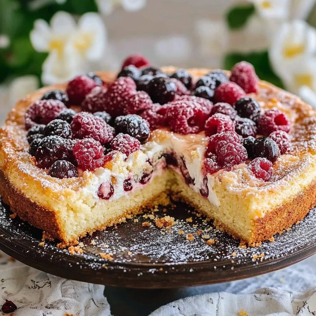 Rührkuchen mit Kirschen und Crème fraîche-Kokos-Haube