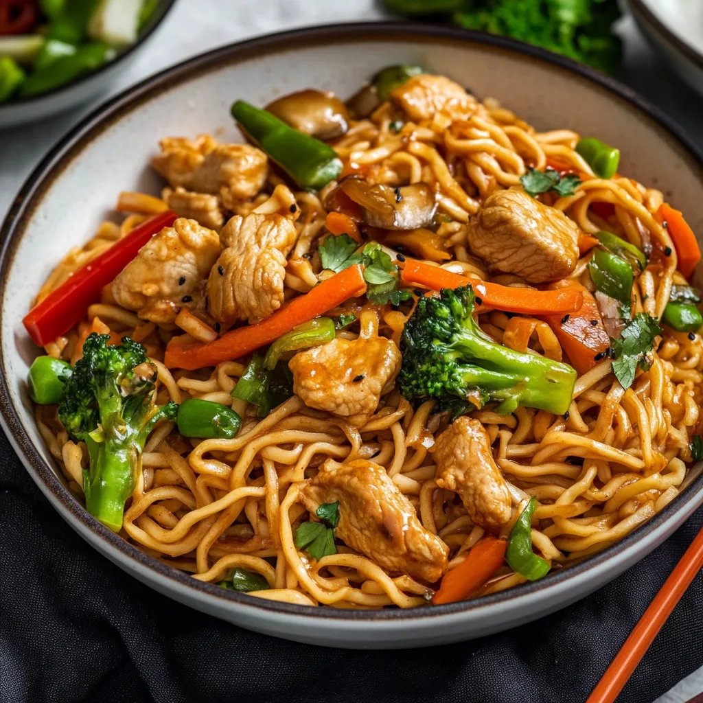 Asiatische Bratnudeln mit Huhn & Gemüse