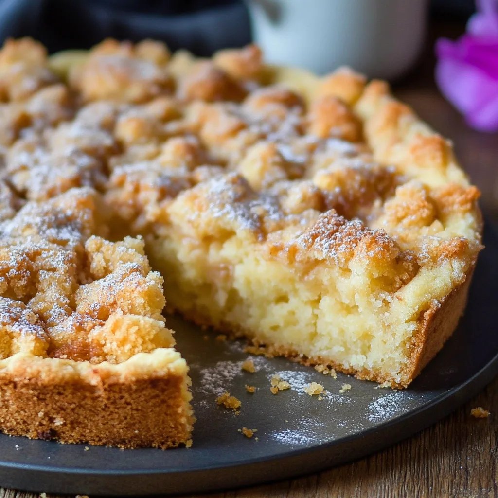 Saftiger schlesischer Streuselkuchen mit Sahneguss