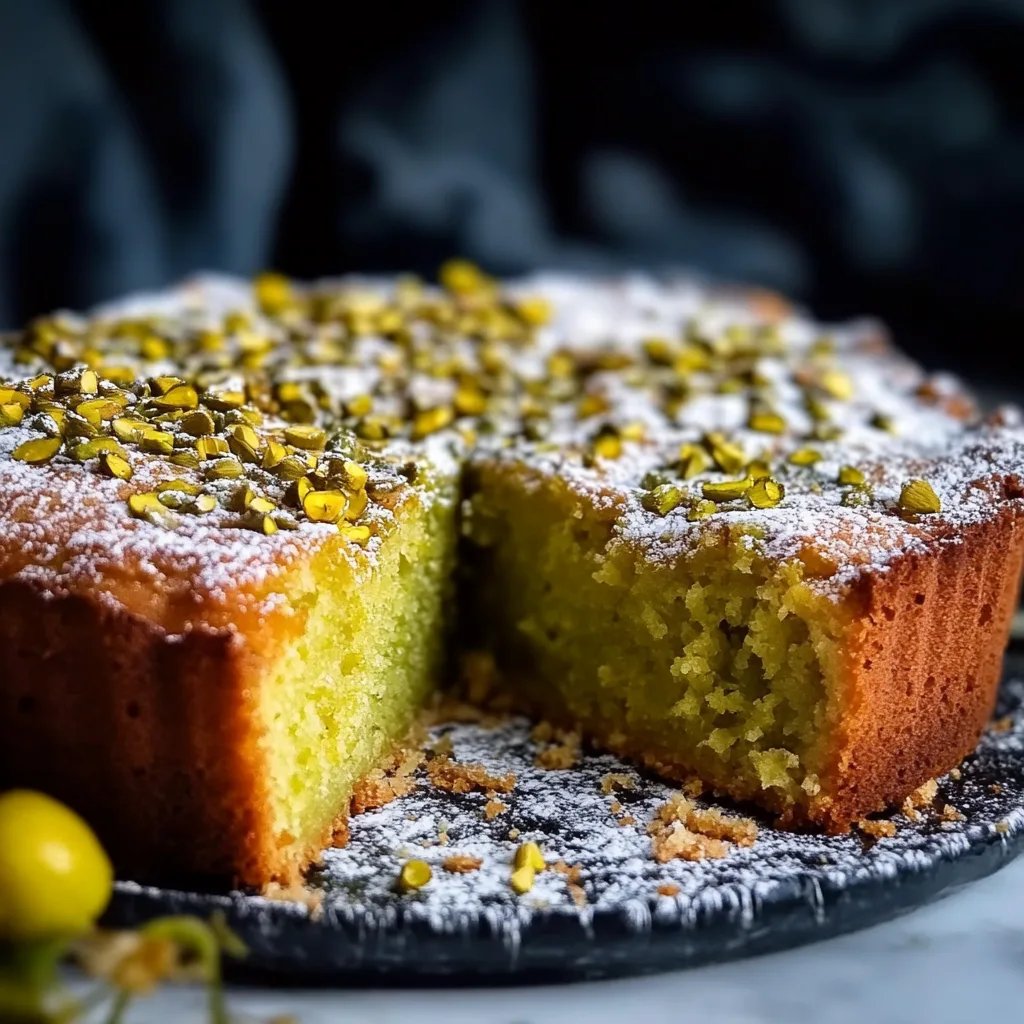 Einfacher gesunder Zitronenkuchen mit Pistazien