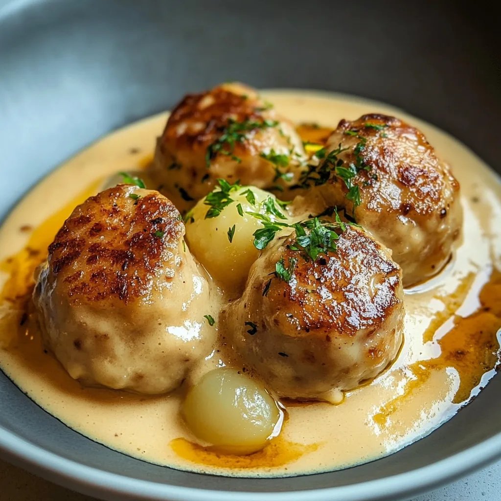 Hackbällchen in cremiger Sauce mit Kartoffelpüree