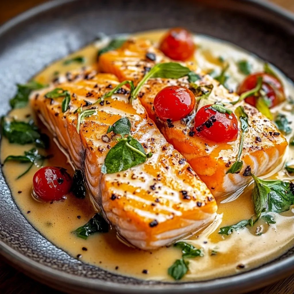 Schneller & köstlicher cremiger toskanischer Lachs